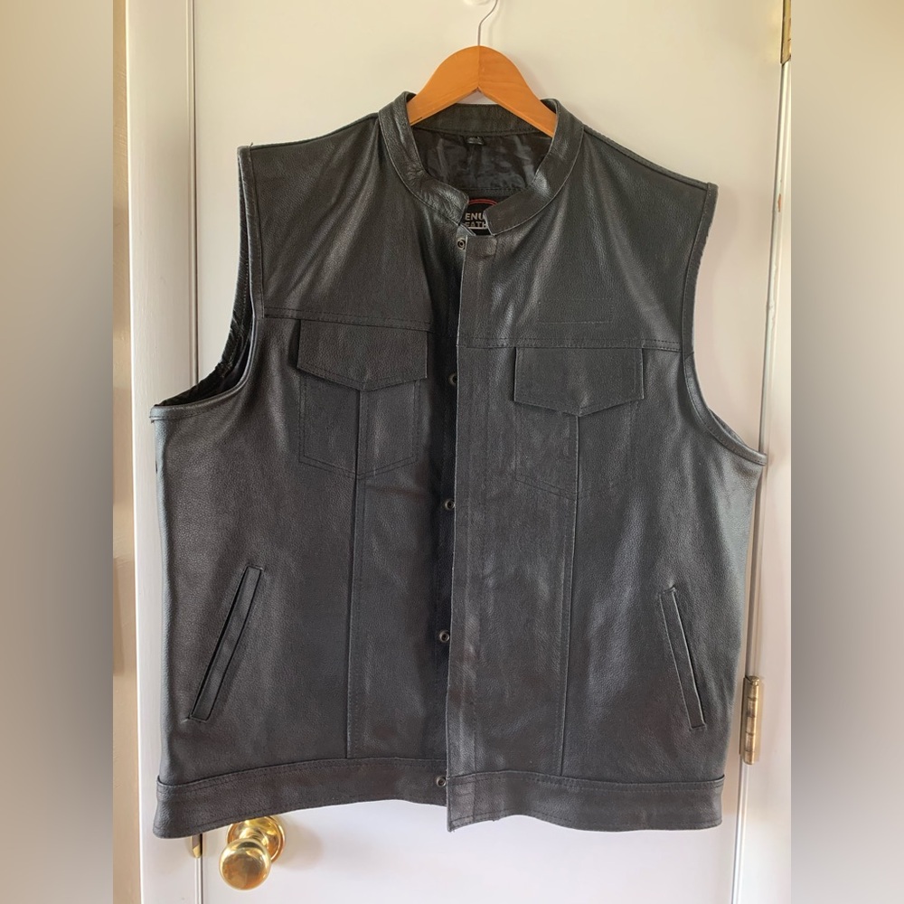 Men's Black Leather Vest
